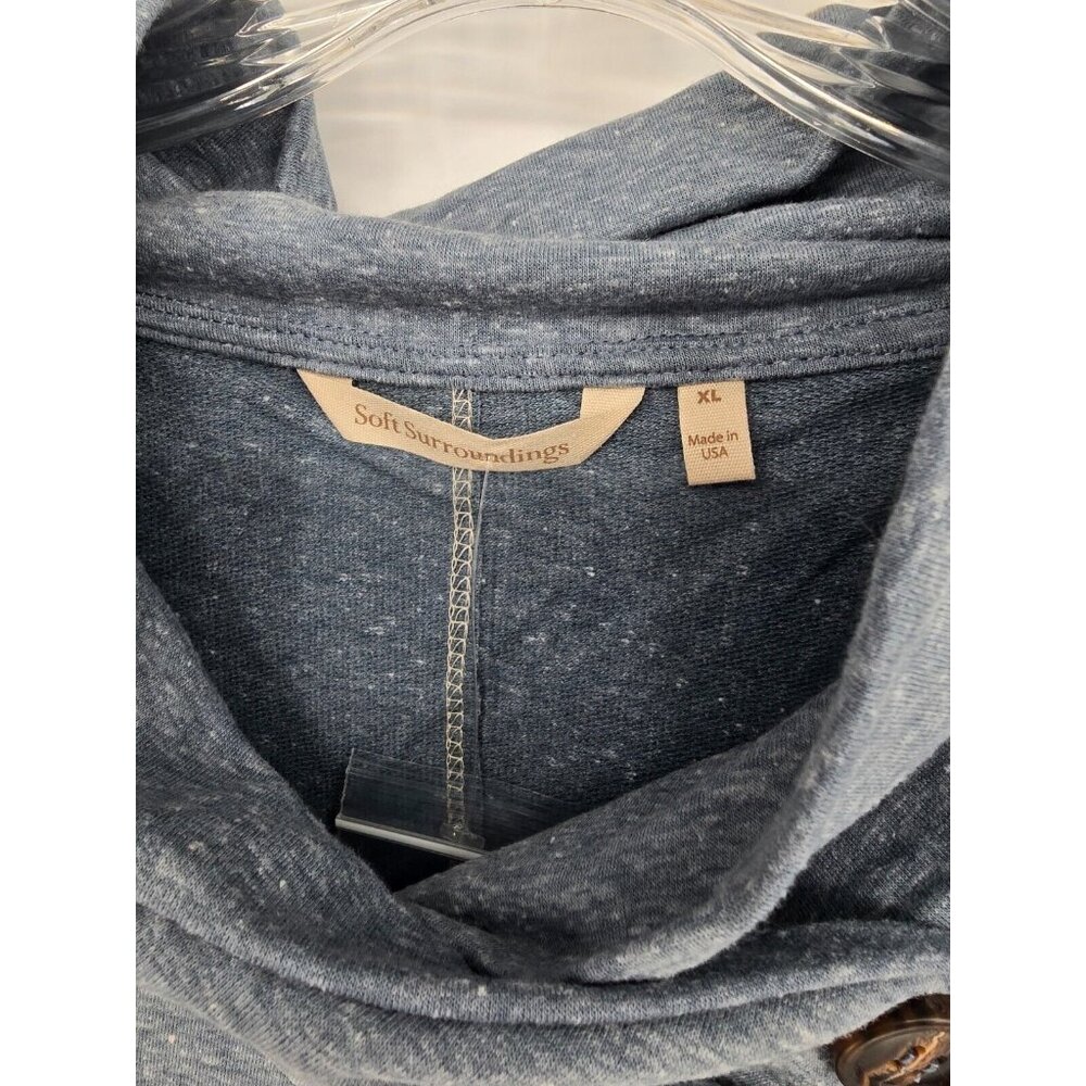 Soft Surroundings Size XL Womens Brinley Top Blue Three Button Cowl Neck NWOT - Picture 4 of 7